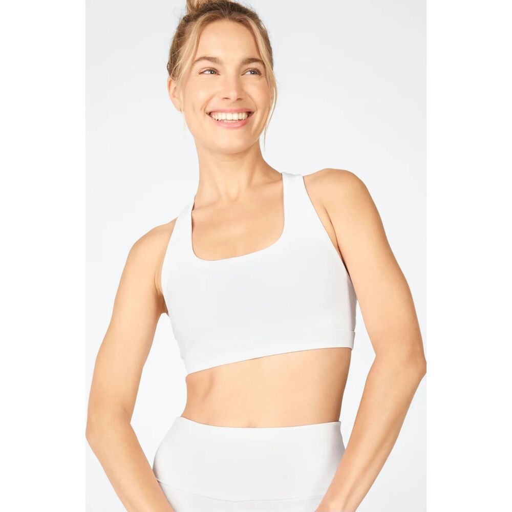 FABLETICS Kessler Medium Impact Sports Bra II White Yoga Workout Size XXS (0-2)